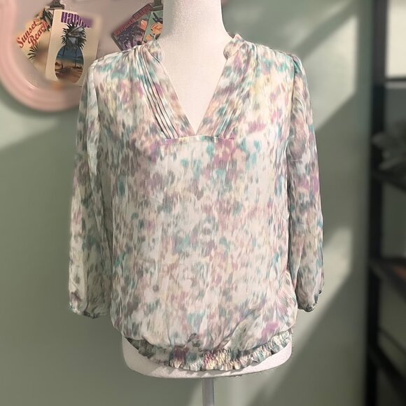 a.n.a Sheer 3/4 Sleeve Blouse Size PM - Picture 1 of 5